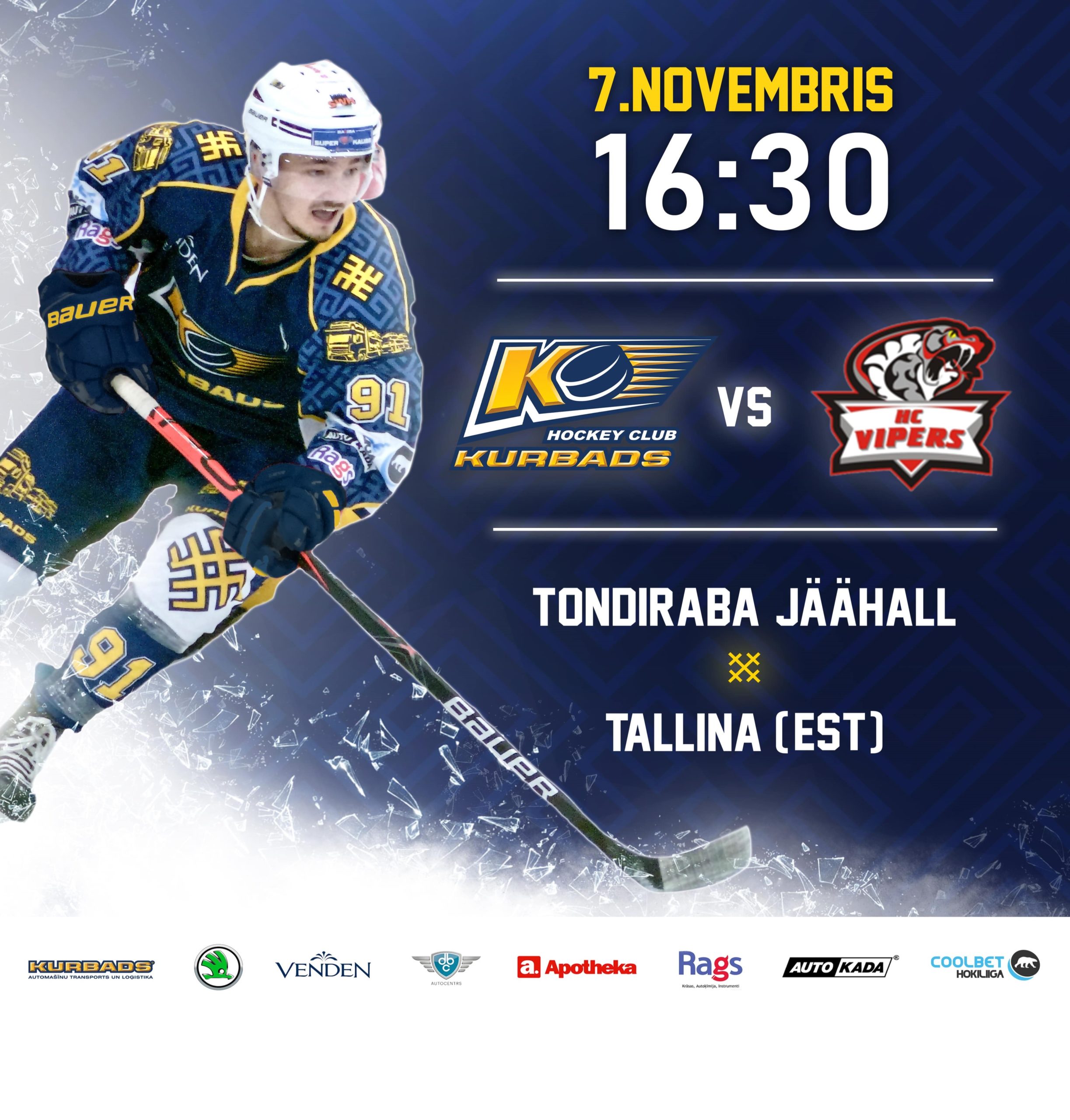 “KURBADS ” Igaunijas galvaspilsētā tiksies ar “Vipers” hokejistiem