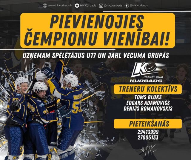 Hokeja skola KURBADS uzņem spēlētājus U17 un JAHL vecuma grupās – pievienojies ČEMPIONU vienībai! 🏒

✅ Nodrošinām kvalitatīvu treniņprocesu profesionālu treneru vadībā, lielu spēļu praksi, kvalitatīvu vidi labākajā hallē Latvijā un citus bonusus! 

Pieteikšanās, zvanot uz 📞29413999 vai 📞27005133! Tiekamies!

#11k 

@kurbadsledushalle @latvijashokejafederacija